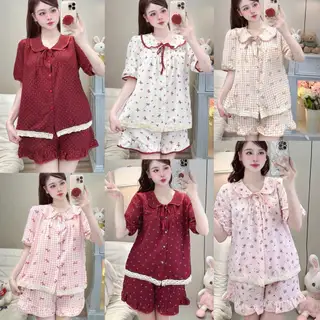 [DEAL MỞ BÁN] Bộ Đồ Ngủ Nữ JUSOKA Pijama Cổ Sen Vạt Ren Chất Đũi Hàn Siêu Xinh DU01 Nhiều Họa Tiết Dễ Thương