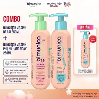 Combo Dung Dịch Vệ Sinh Mẹ & Bé Gái BIMUNICA từ 0+ - Tăng Miễn Dịch, Cân Bằng pH