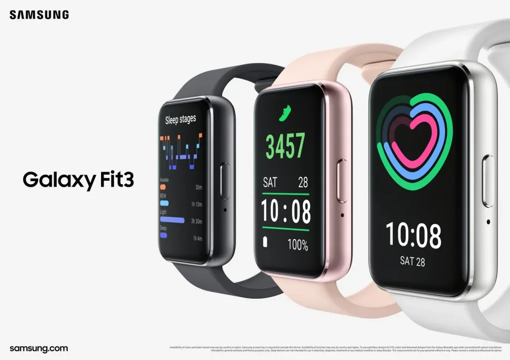 Các màu Galaxy Fit3 trong ảnh Samsung