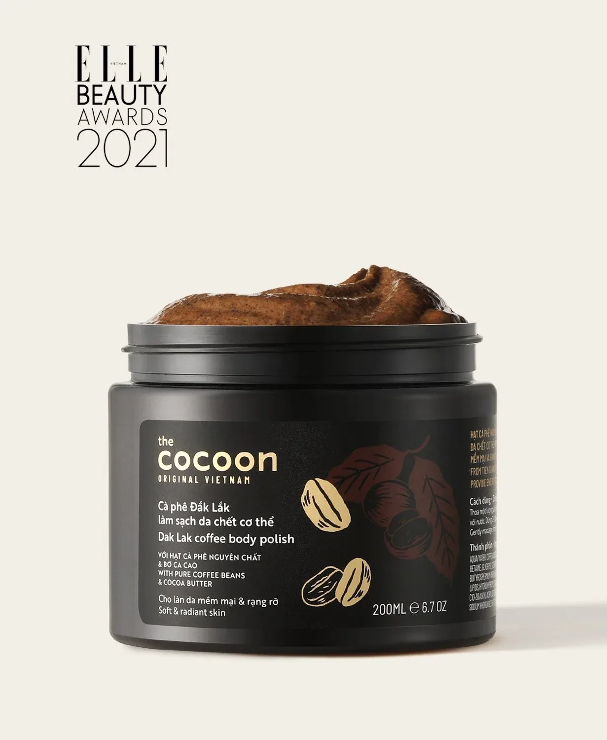 Hũ cà phê Đắk Lắk làm sạch da chết cơ thể Cocoon