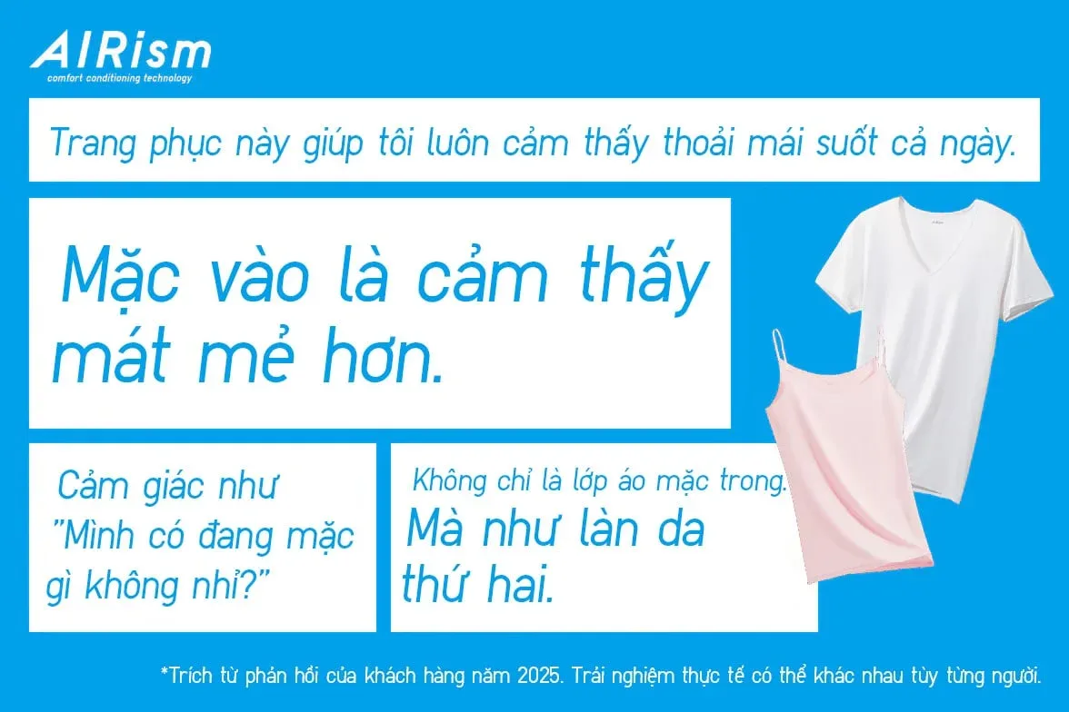 Ảnh giới thiệu dòng đồ mặc trong AIRism của UNIQLO