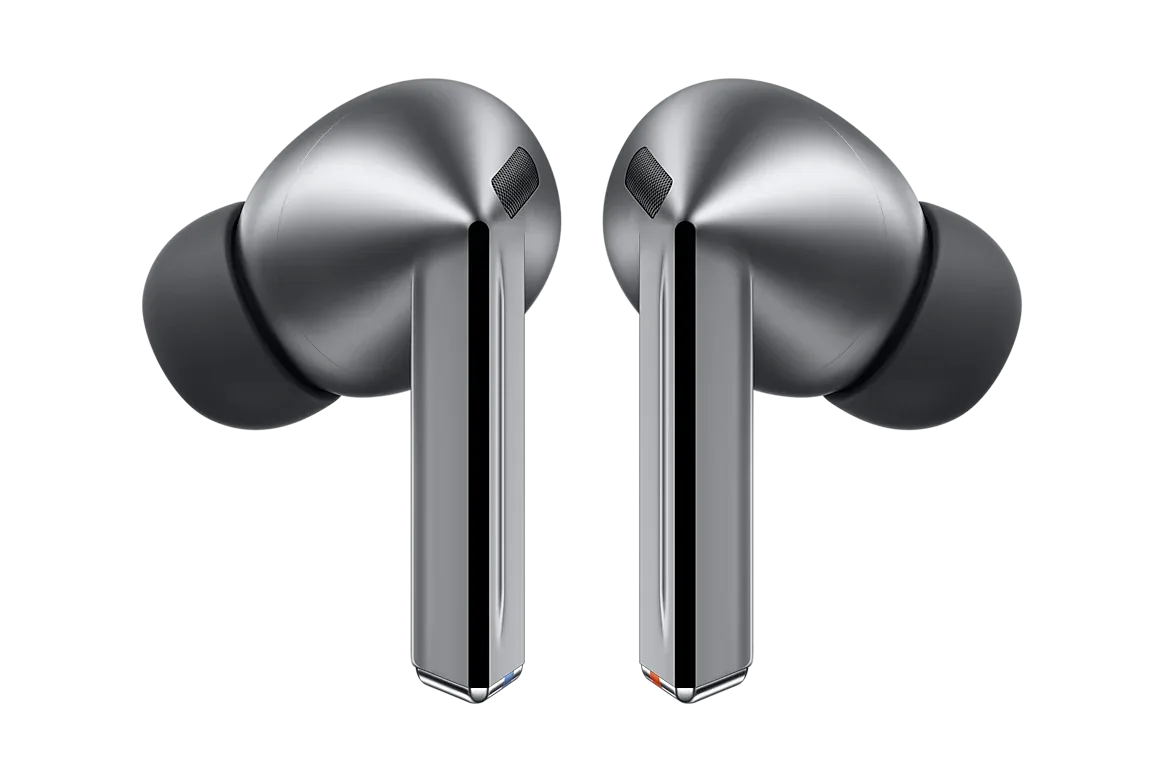 Galaxy Buds3 Pro màu bạc với thiết kế thân dài